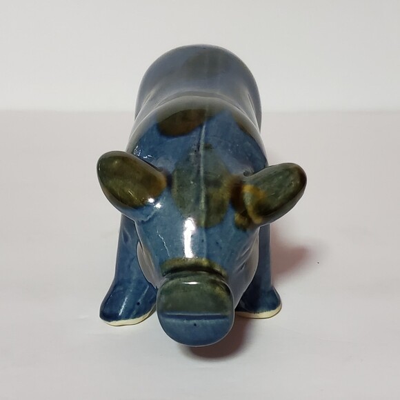 Blue Pig Glazed Figurine Piggy Décor - Picture 10 of 11